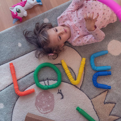 Nutty Toys Pop Tubes - Sensory Toys - Endless Creativity & Fun for Kids and Toddlers |8 Pack Large| - Connect & Pop! Top ADHD Autism Fidget 2025, Best Boy & Girl Christmas Stocking Stuffers Gift Idea