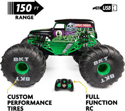 Monster Jam, Official Mega Grave Digger All-Terrain Remote Control Monster Truck with Lights, 1:6 Scale, Kids Toys for Boys and Girls Ages 4-6+