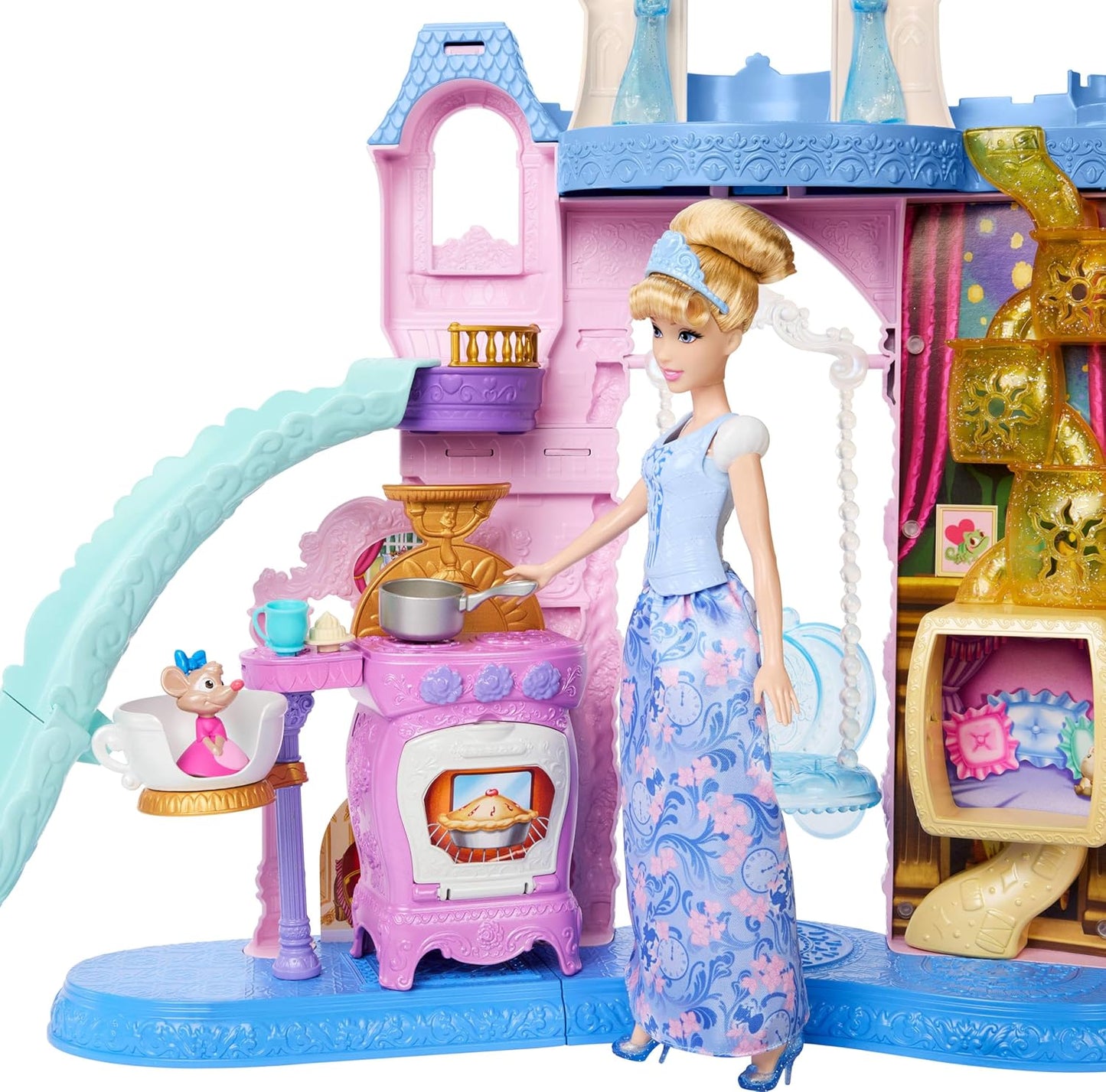 Disney Princess Pet Palace & Cinderella Fashion Doll with 2 Animal Friends