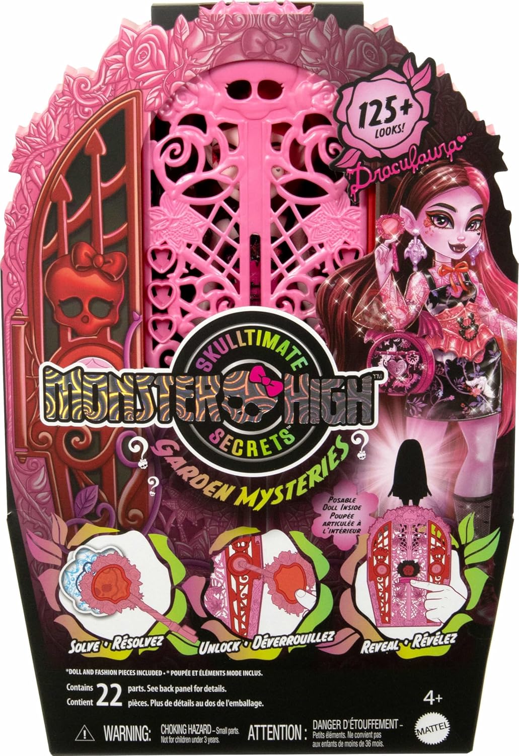 Monster High Skulltimate Secrets Doll & Accessories Set, Garden Mysteries Draculaura with Reveal Closet & 19+ Tea Party Surprises like Clothes