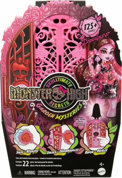 Monster High Skulltimate Secrets Doll & Accessories Set, Garden Mysteries Draculaura with Reveal Closet & 19+ Tea Party Surprises like Clothes