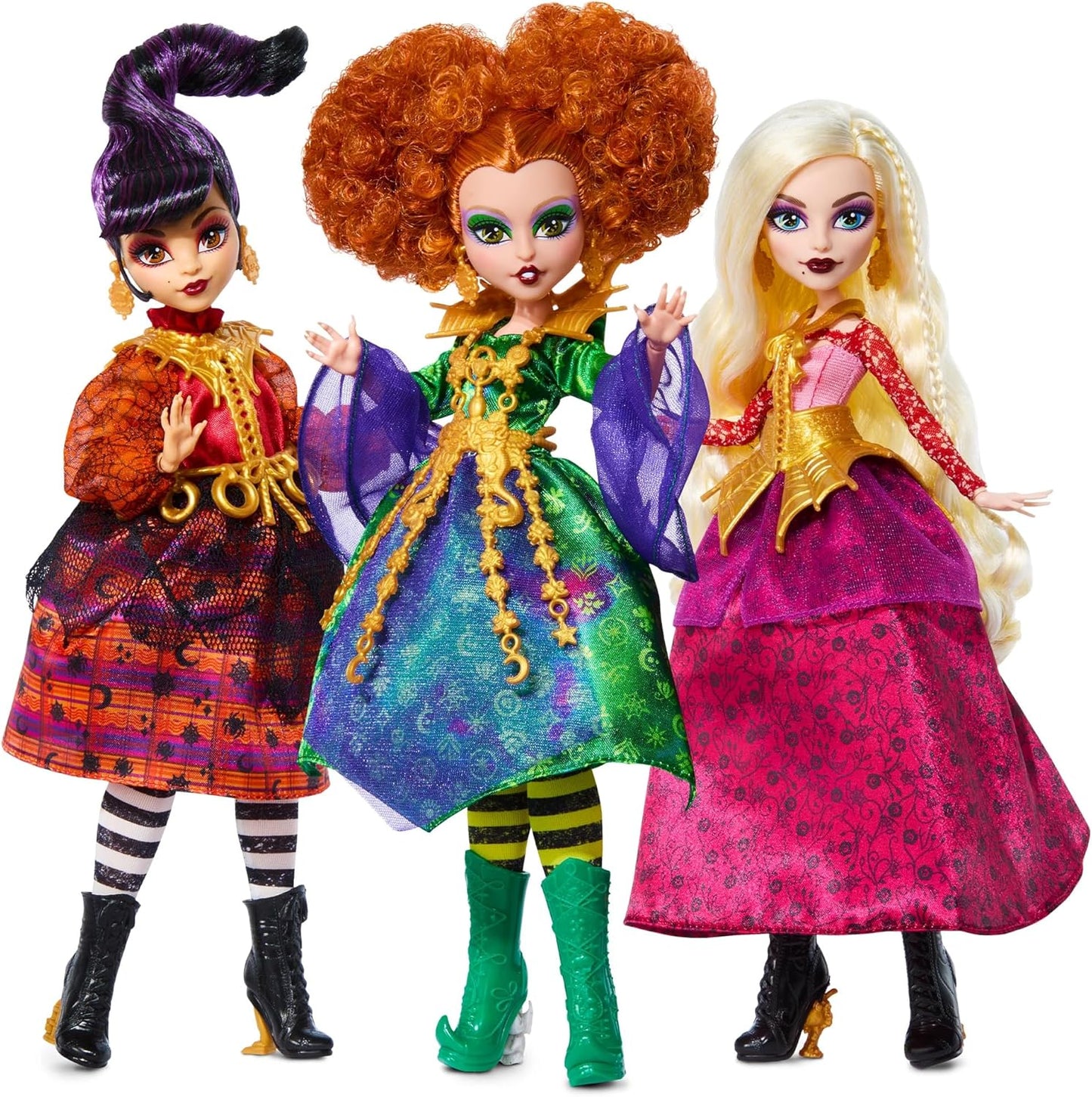 Monster High Skullector Hocus Pocus Dolls – Winifred, Mary, Sarah, and Binx Collectible Set with Articulated Figures, Witchy Dresses, Accessories, and Display-Ready Packaging