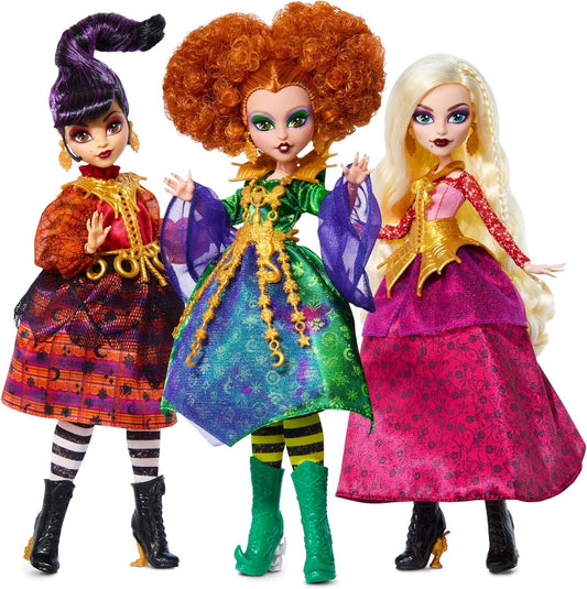 Monster High Skullector Hocus Pocus Dolls – Winifred, Mary, Sarah, and Binx Collectible Set with Articulated Figures, Witchy Dresses, Accessories, and Display-Ready Packaging