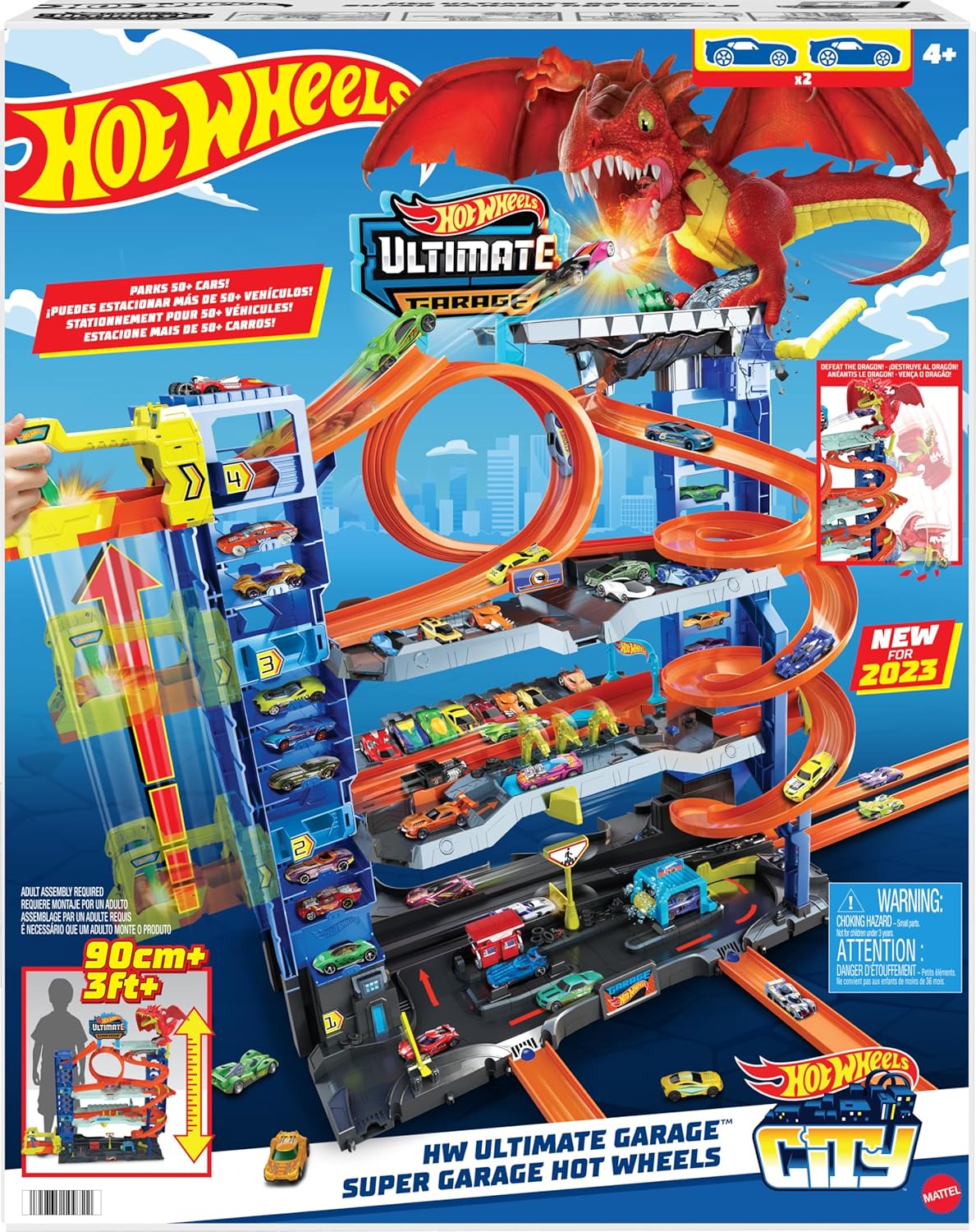 Hot Wheels Ultimate Garage Toy Car Track – Giant Playset with Dragon Attack, Elevator & Die-Cast Vehicles Storage