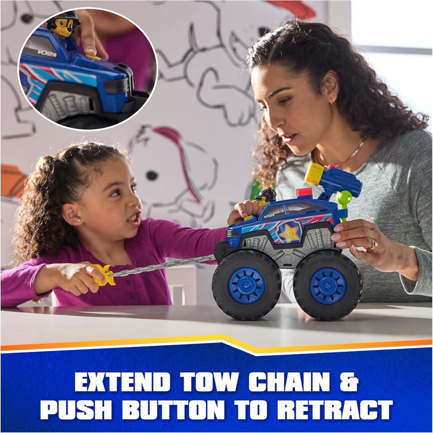 : Rescue Wheels Chase’S Power Haulin’ Cruiser, Toy Truck with Launcher, Motorized Winch, Lights & Sounds, Kids Toys for Boys & Girls Ages 3+