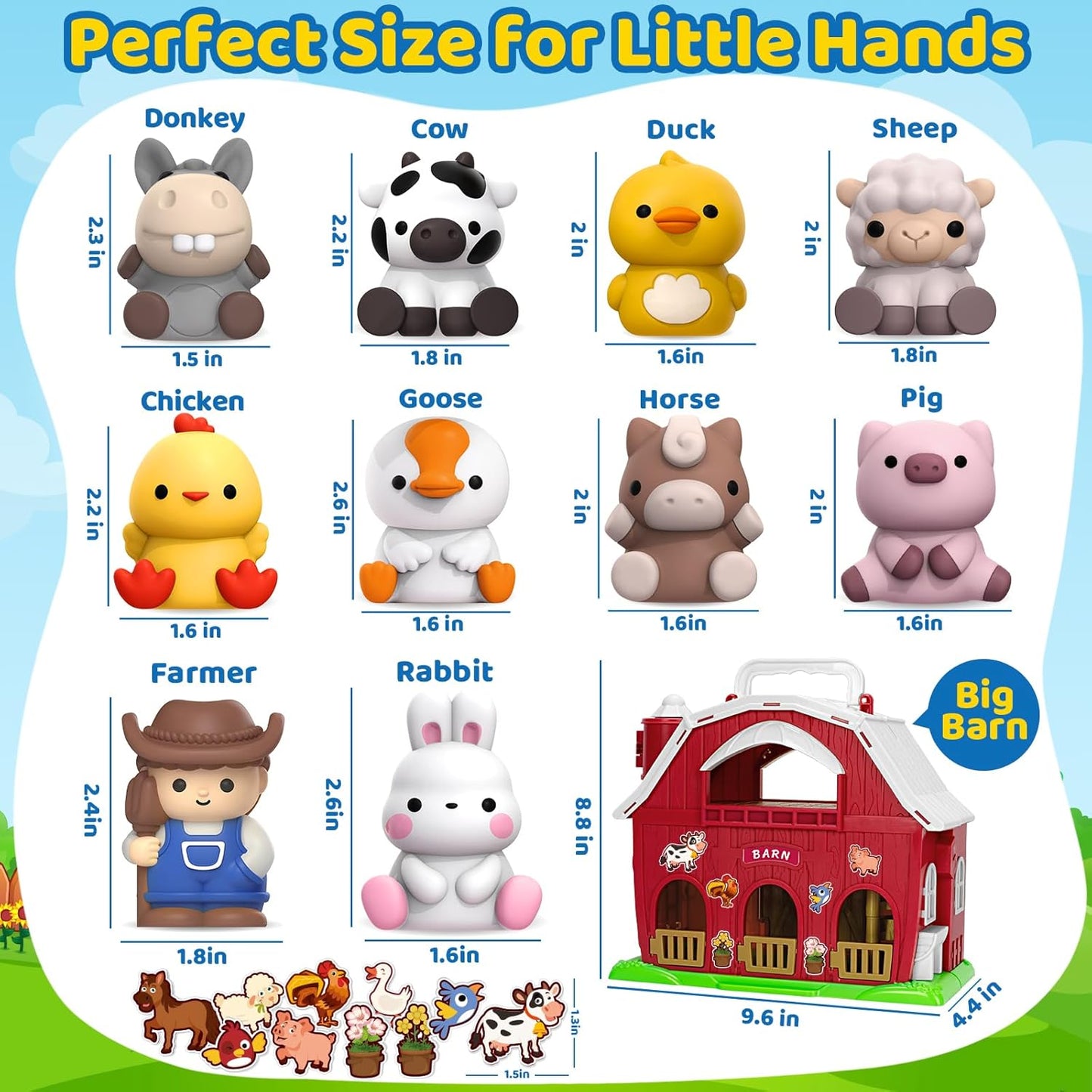 Toys for 1 2 3 Years Old Boys Girls, Big Red Barn Farm Animal Playset for Boys Girls, Learning Montessori Toys, Christmas Birthday Easter Gift for Baby Kids Toddlers Age 12-18 Months