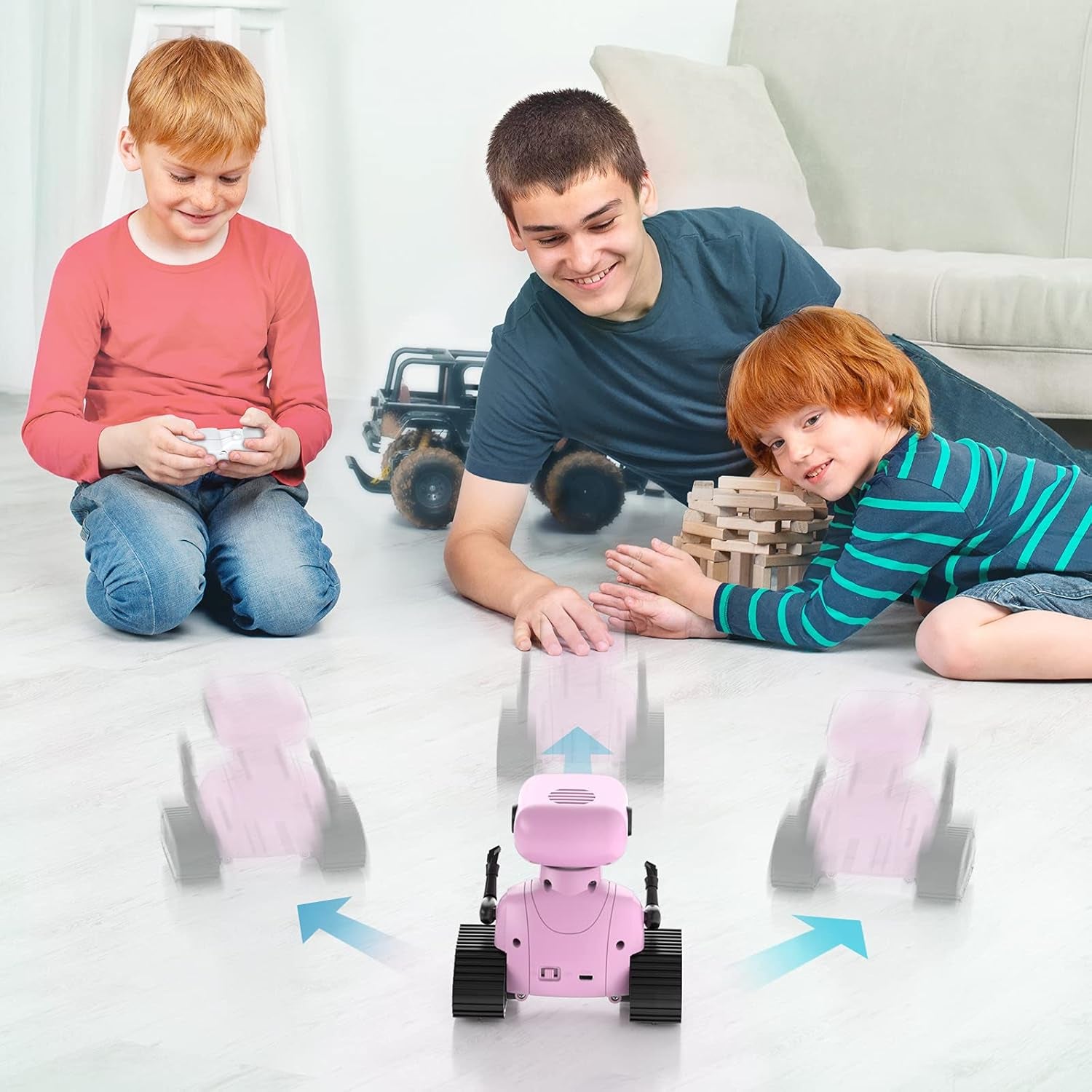 Girls Robot Toy, Rechargeable RC Robot for Kids, Remote Control Toy with Music and LED Eyes, Gift for Children Age 3 Years and up - Pink