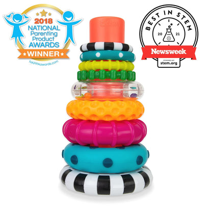 Stacks of Circles Stacking Ring STEM Learning Toy, Age 6+ Months, Multi, 9 Piece Set