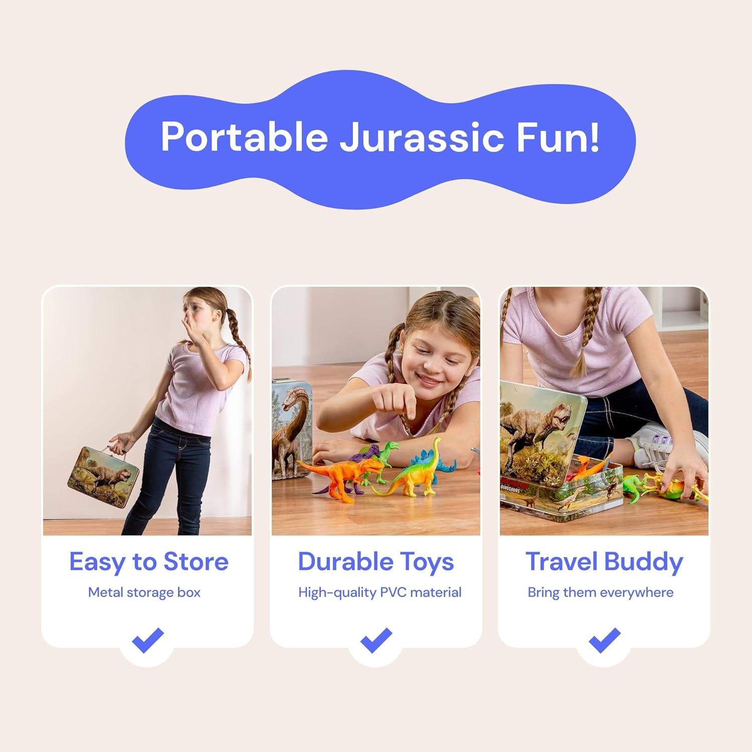 Dinosaur Toys for Kids 3-5 – 12 Realistic Small Dinosaur Figures with Metal Storage Box, Soft Dino Toy for Boys & Girls 5-7 Years Old – Toddler Boy, Animal Dino Toys