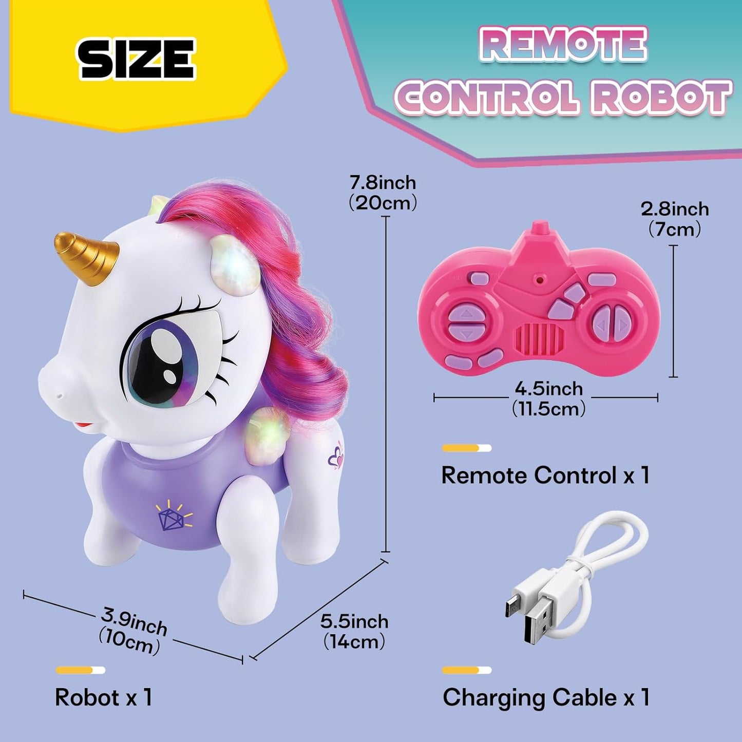 Remote Control Robot Pets Toys for Ages 5-7，Interactive Voice Control，Rechargeable & Recordable，Touch Sensing，Stem Toy Program Treats, Walking, Dancing Robot Toys for Girls (Purple)