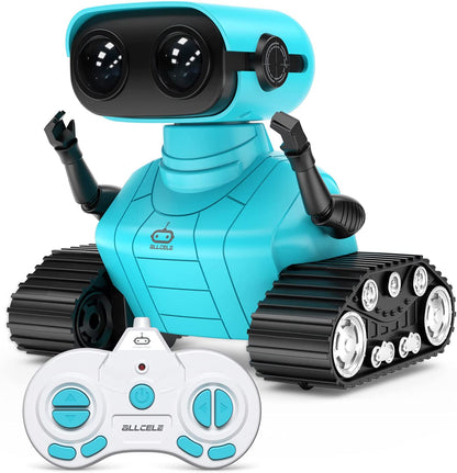 Girls Robot Toy, Rechargeable RC Robot for Kids, Remote Control Toy with Music and LED Eyes, Gift for Children Age 3 Years and up - Pink