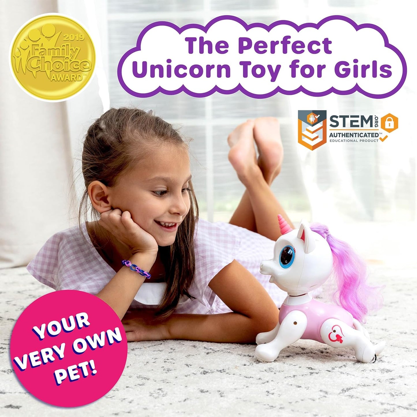 Robo Pets Unicorn Toy for Girls and Boys - Remote Control Robot Toys with Interactive Hand Motion Gestures, STEM Programmable Treats, Walking, Dancing Robot Unicorn Kids Toy (Pink)