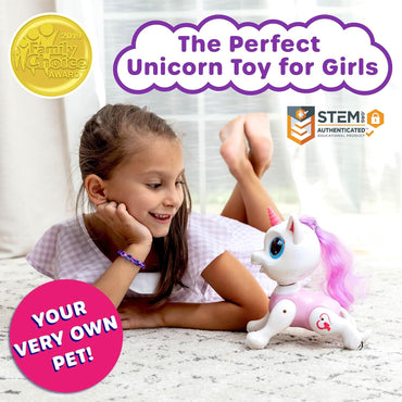 Robo Pets Unicorn Toy for Girls and Boys - Remote Control Robot Toys with Interactive Hand Motion Gestures, STEM Programmable Treats, Walking, Dancing Robot Unicorn Kids Toy (Pink)