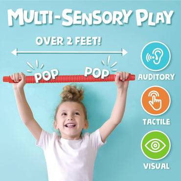 Pop Tubes - Sensory Toys - Toddler Toys - Imaginative Play & Stimulating Creative Learning - Hours of Fun for Kids - Tons of Ways to Play - Non-Mouthable Toy 3+ - 4 Pack Large