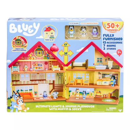 Bluey Ultimate Lights & Sounds Playhouse Playset (with Muffin & Socks)