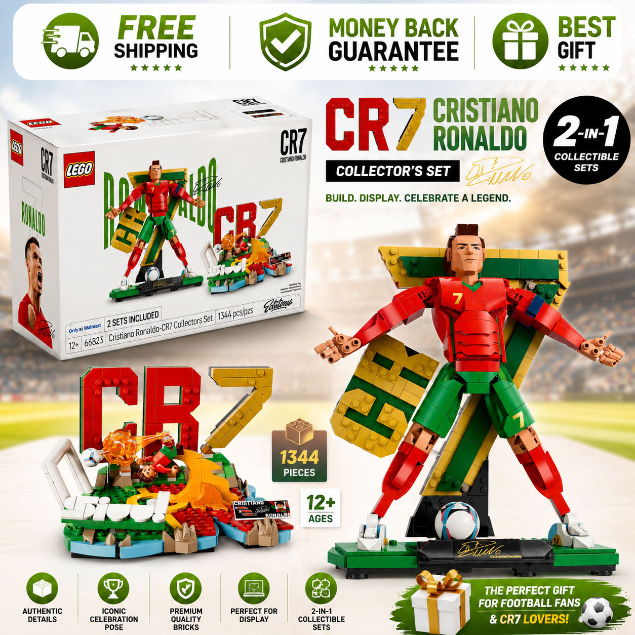 LEGO Editions Cristiano Ronaldo Collector’s Set 1344-piece football building toy