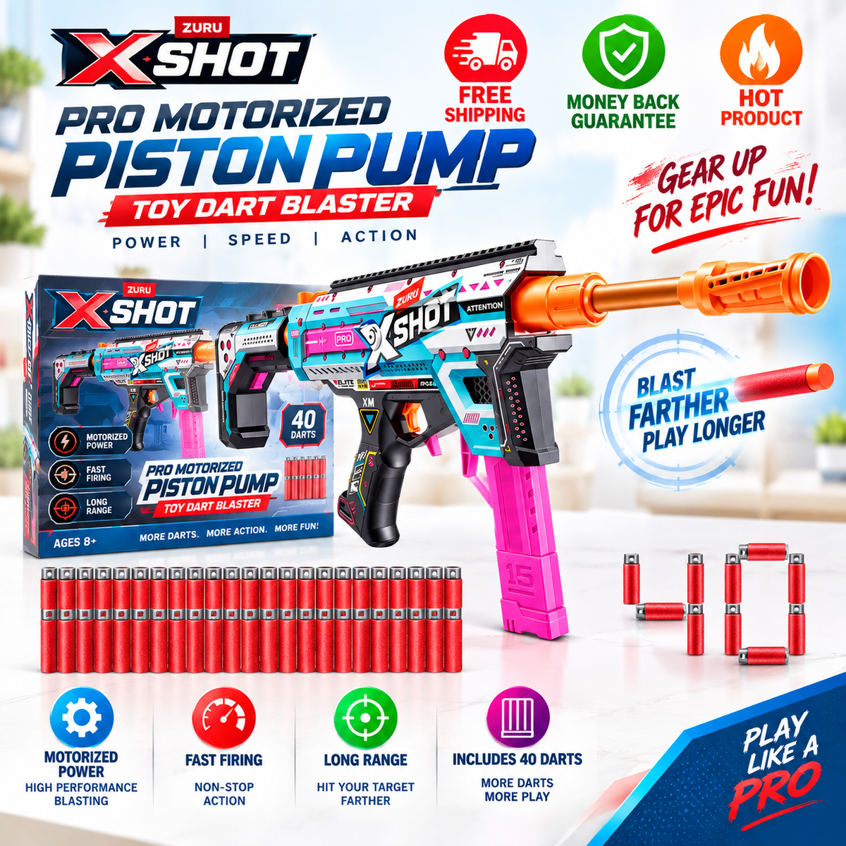 XSHOT Pro Motorized Piston Pump toy dart blaster by ZURU