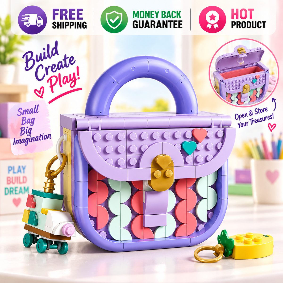 LEGO Creator 3 in 1 Art Fashion Bag with Storage 272-piece building toy