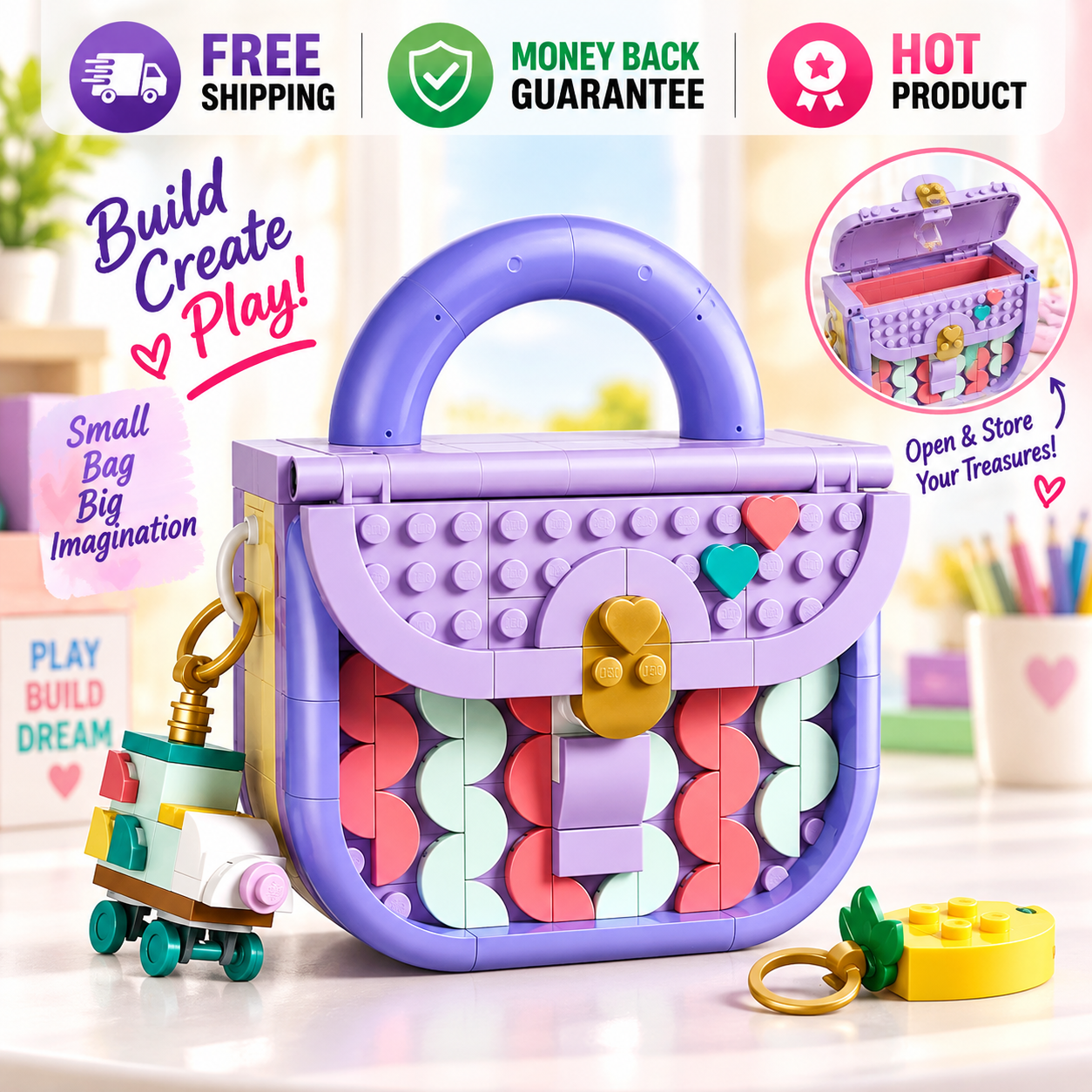 LEGO Creator 3 in 1 Art Fashion Bag with Storage 272-piece building toy