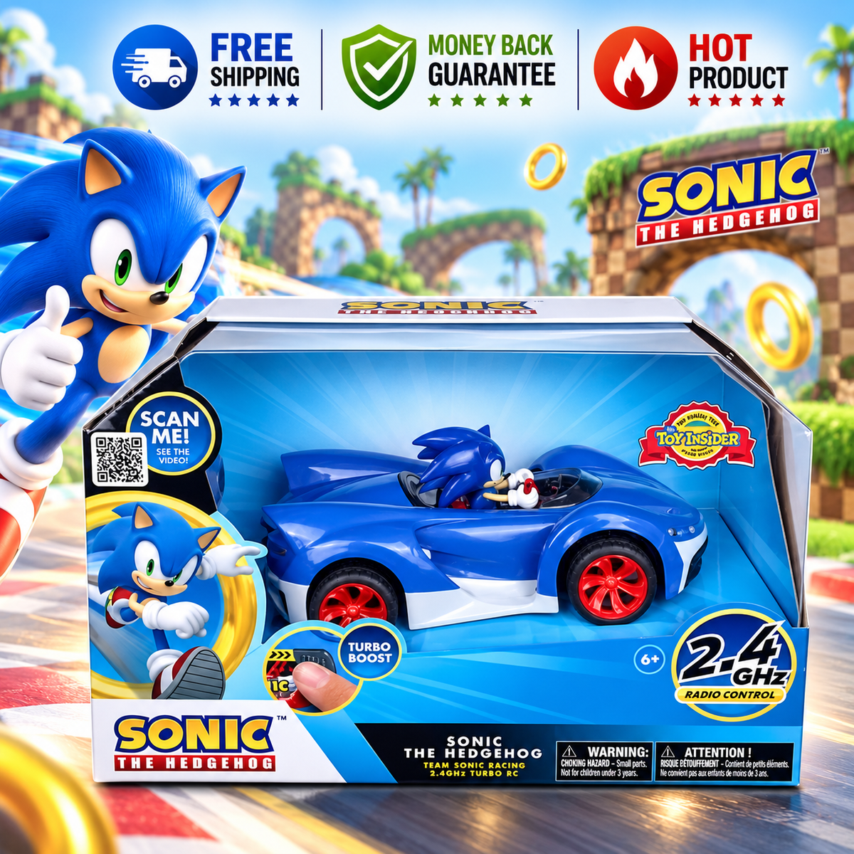 NKOK Sonic the Hedgehog 2.4 GHz Turbo Boost RC vehicle