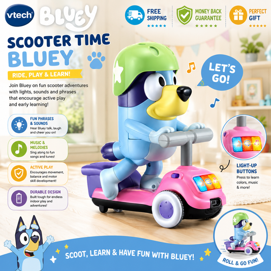 VTech Bluey Scooter Time interactive Bluey toy with automatic scooting and music