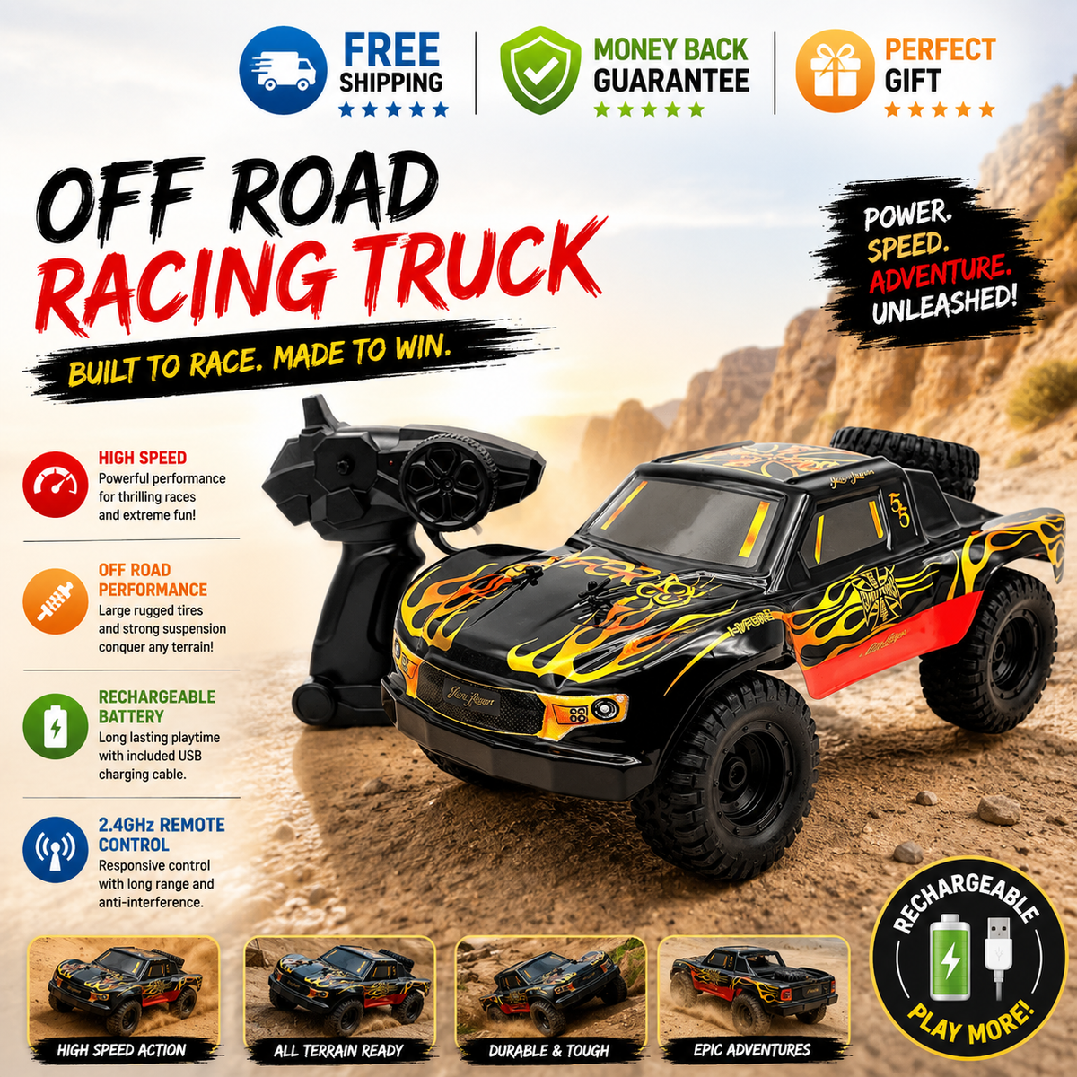 Hyper West Coast Choppers 1:14 scale rechargeable RC off-road racing truck