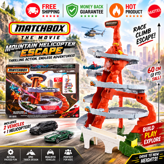 Matchbox The Movie Mountain Helicopter Escape Playset with cars