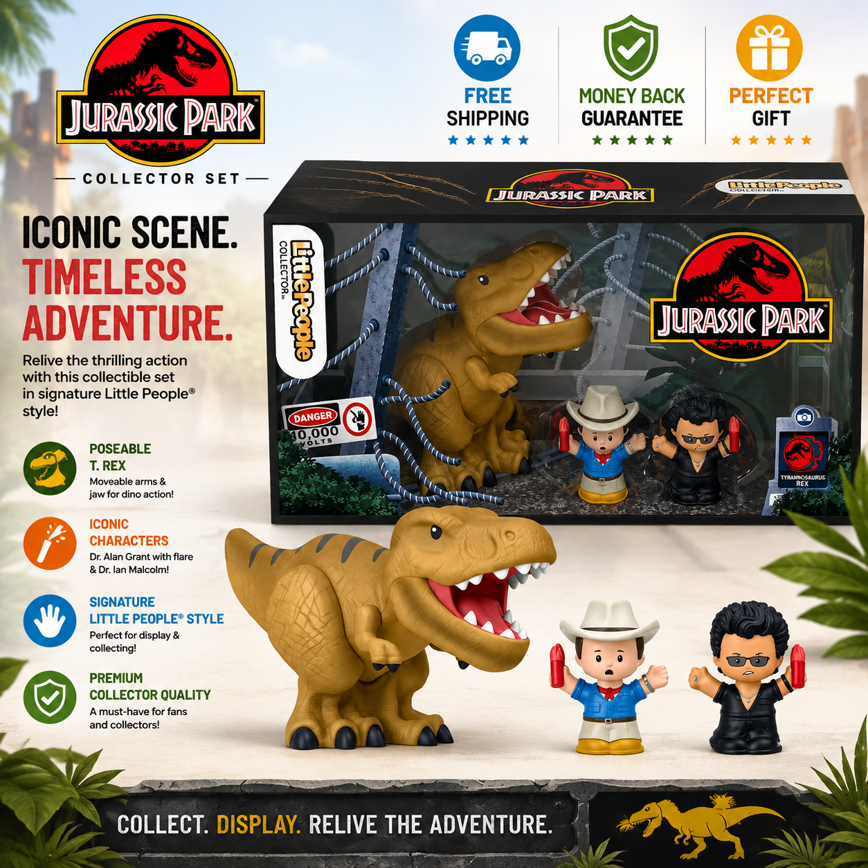 Little People Collector Jurassic Park Special Edition set with Alan Grant Ian Malcolm and T Rex