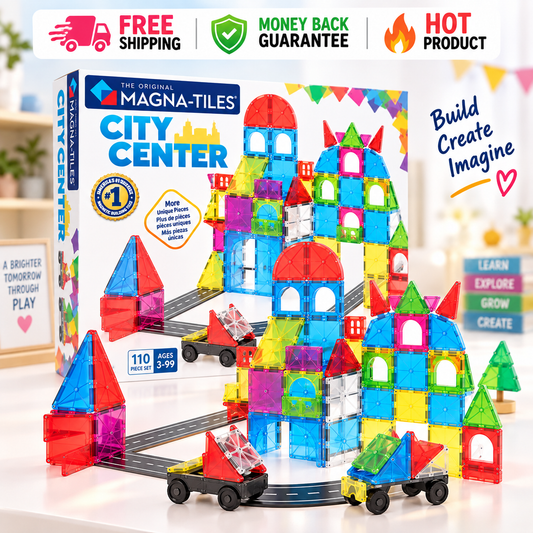 MAGNA-TILES City Center 110-piece magnetic building set for kids