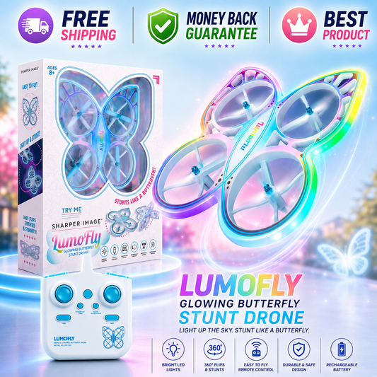 Sharper Image Lumofly glowing butterfly drone with bright LED wings
