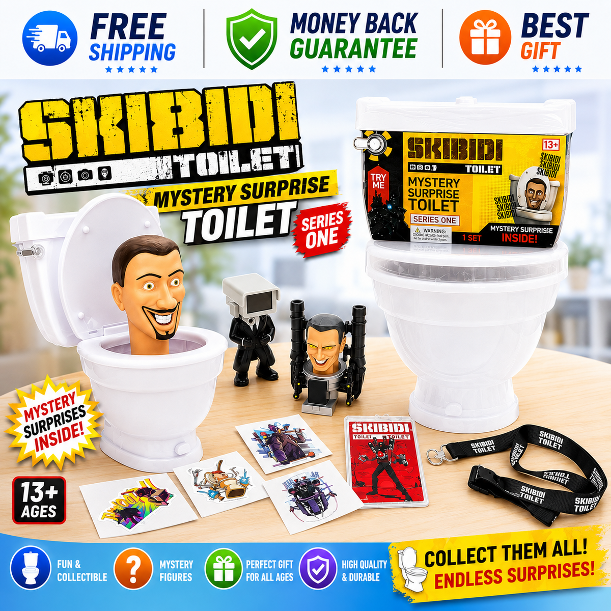 Skibidi Toilet Giant Mystery Surprise collectible toy with pop-up head and mystery figures