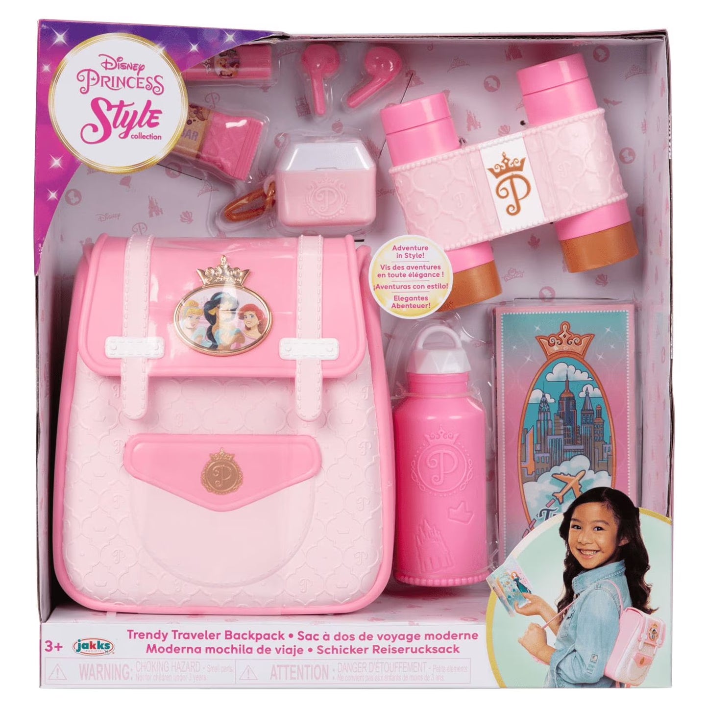 Disney Princess Style Collection Trendy Traveler Children's Pink Pretend Play Backpack