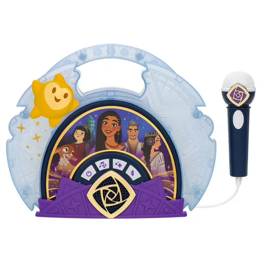 Disney Wish Sing Along Boombox with Bluetooth Real Mic Lights Built-in Music