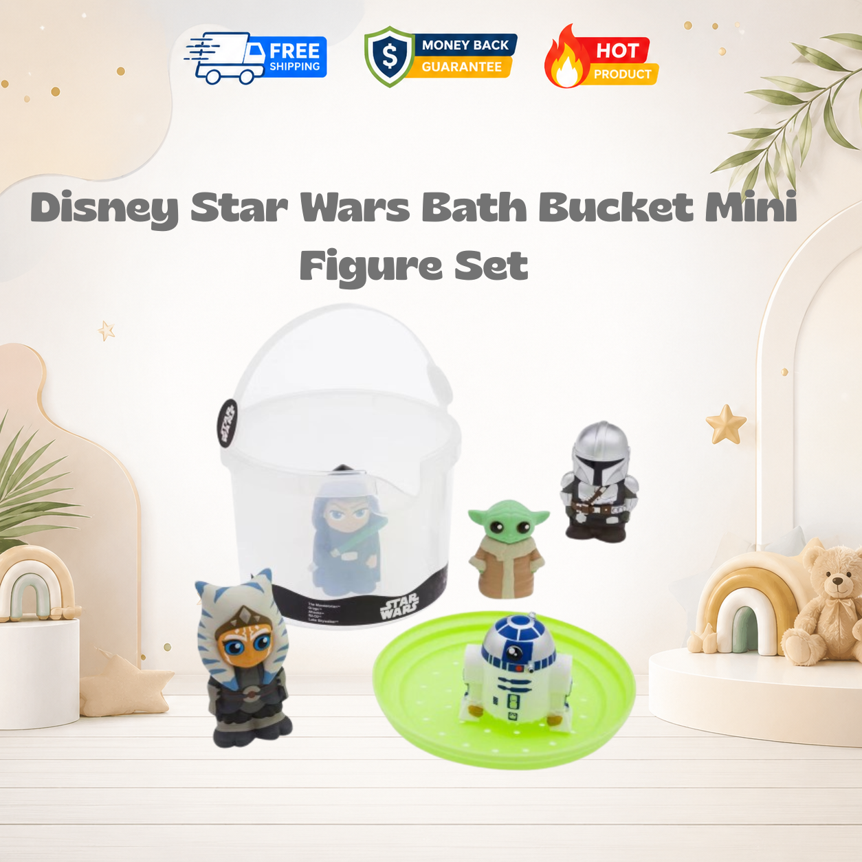 Disney Star Wars Bath Bucket Mini Figure Set with 5 character figures