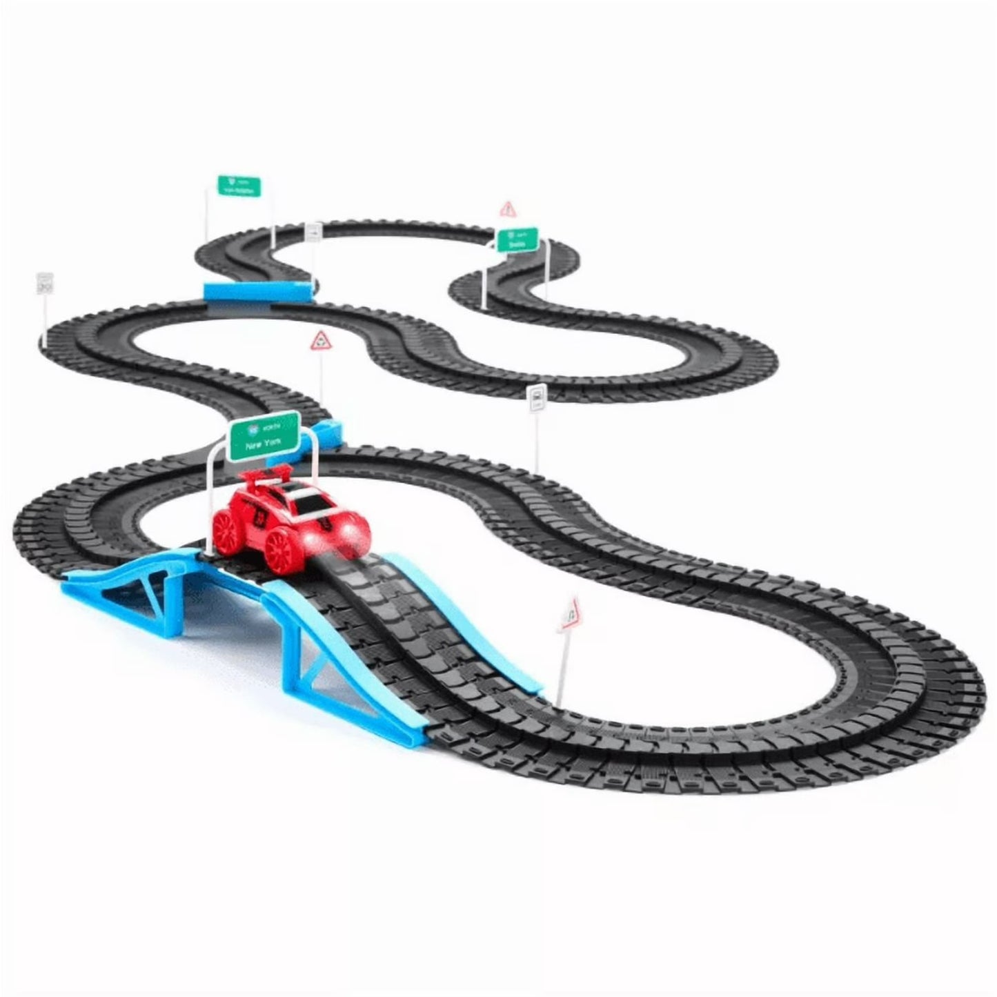 FAO Schwarz Vehicle Car Build & Race Roadway 287 Piece Track Play Set