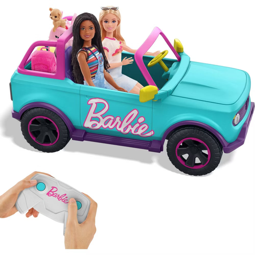 Barbie Hot Wheels RC SUV, Remote-Control Vehicle That Fits 2 Fashion Dolls & Accessories, Includes Kid-Applied Stickers for Customization
