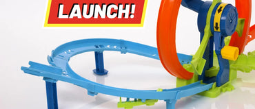 Hot Wheels Rapid Launch & Loop Playset with 1:64 Scale Die-Cast Toy Car, Crash & Track Set - 47pk