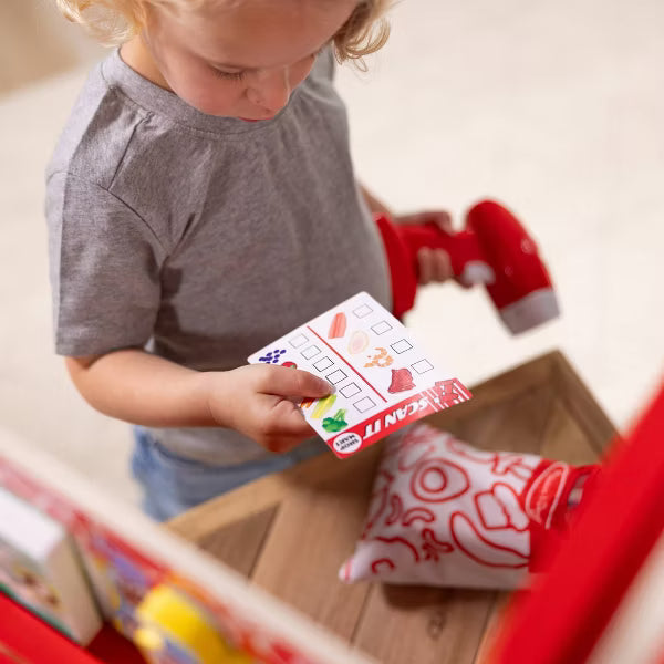 Melissa & Doug Wooden Scan It! Shop Mart Play Set With Electronic Scanner And Wooden Play Food To Scan: Toy Kitchen with Creative Accessories