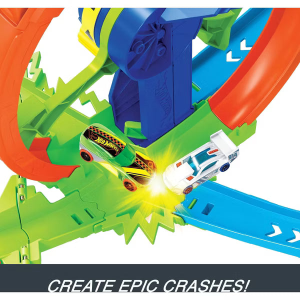 Hot Wheels Rapid Launch & Loop Playset with 1:64 Scale Die-Cast Toy Car, Crash & Track Set - 47pk