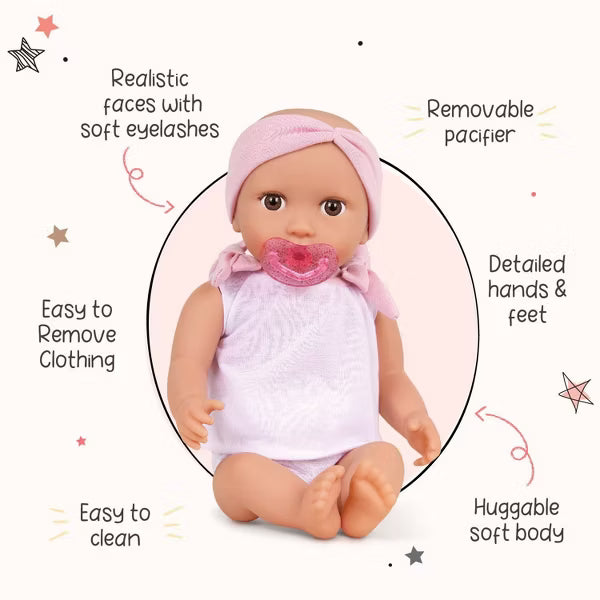 LullaBaby 14" Baby Doll & Double Stroller Accessory Set - Pink & Golden Stars: Toy Stroller with Canopy & Basket
