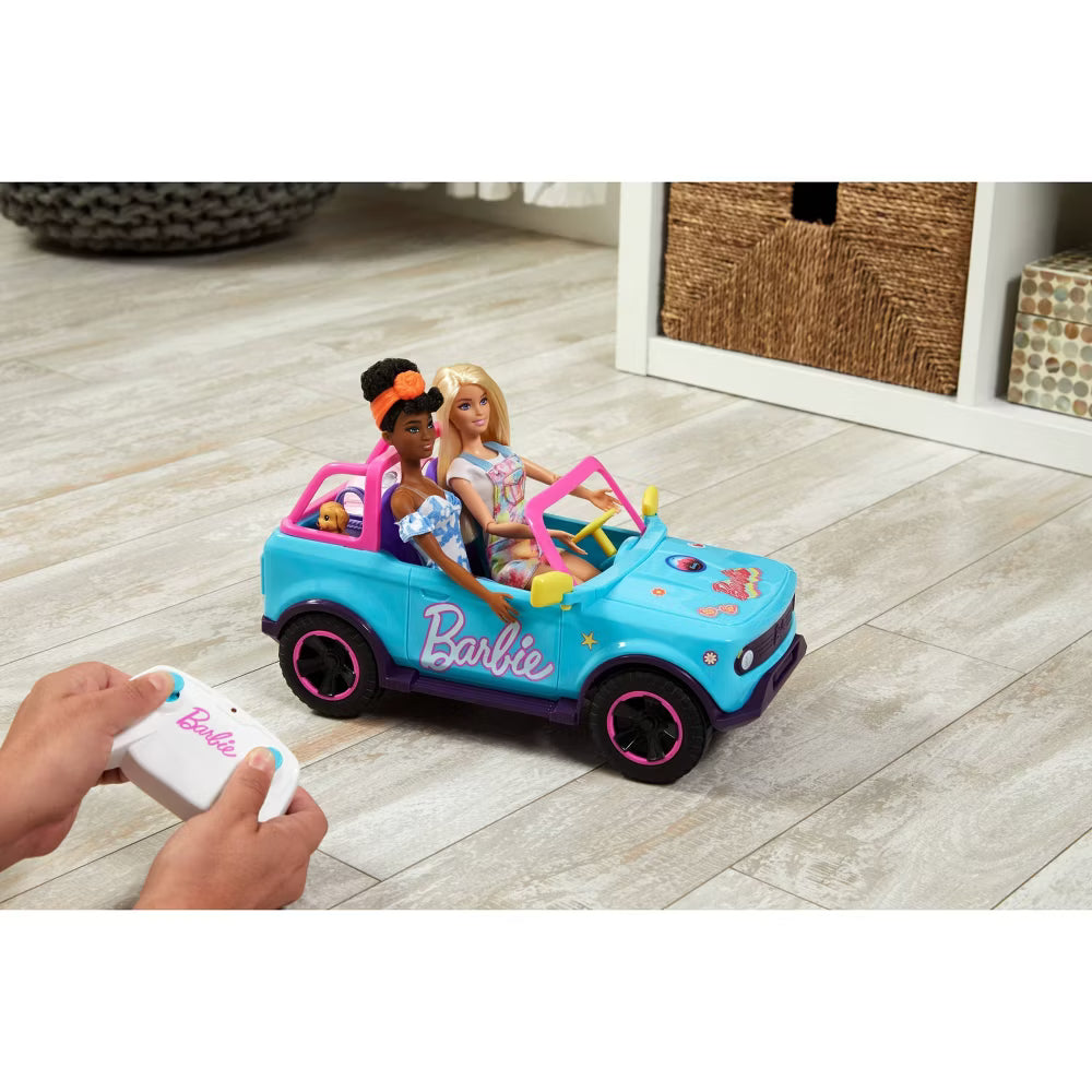 Barbie Hot Wheels RC SUV, Remote-Control Vehicle That Fits 2 Fashion Dolls & Accessories, Includes Kid-Applied Stickers for Customization