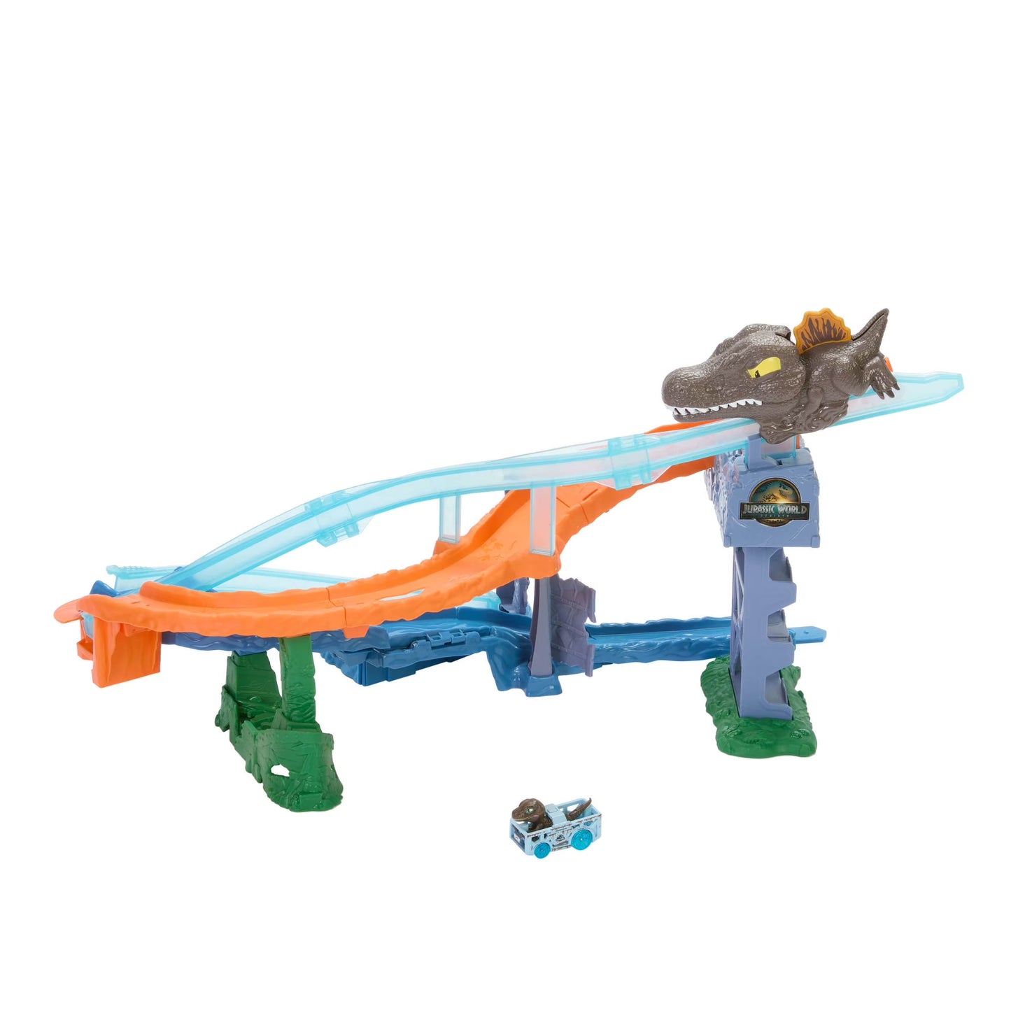 Jurassic World Hot Wheels Racer Verse Rebirth Crash and Splash Track Set