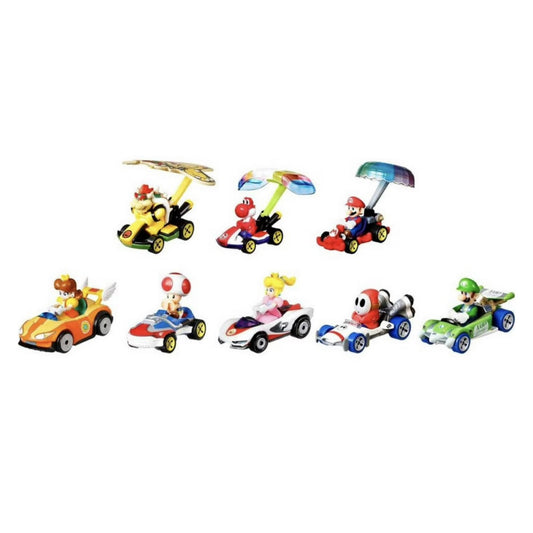Hot Wheels Mario Kart Diecast Glider Vehicle Pack, 8 Action Figure Set