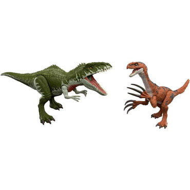 Jurassic World dinosaur battle pack with Giganotosaurus and Therizinosaurus action figures