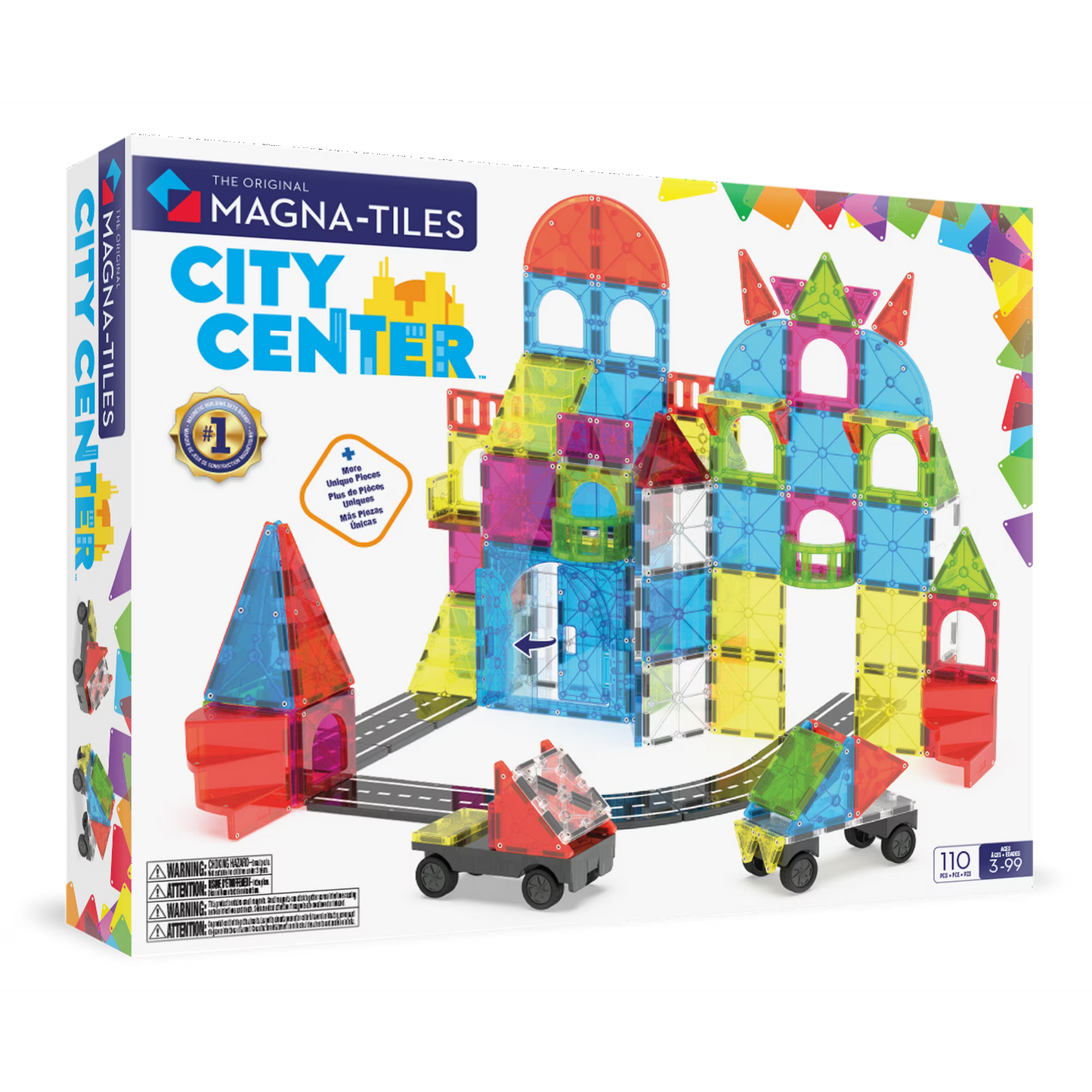 MAGNA-TILES® City Center 110-Piece Magnetic Construction Set, The Original Magnetic Building Brand