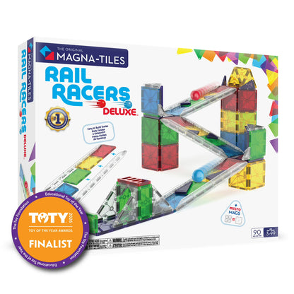 MAGNA-TILES® Rail Racers Deluxe 90-Piece Magnetic Construction Set, The Original Magnetic Building Brand