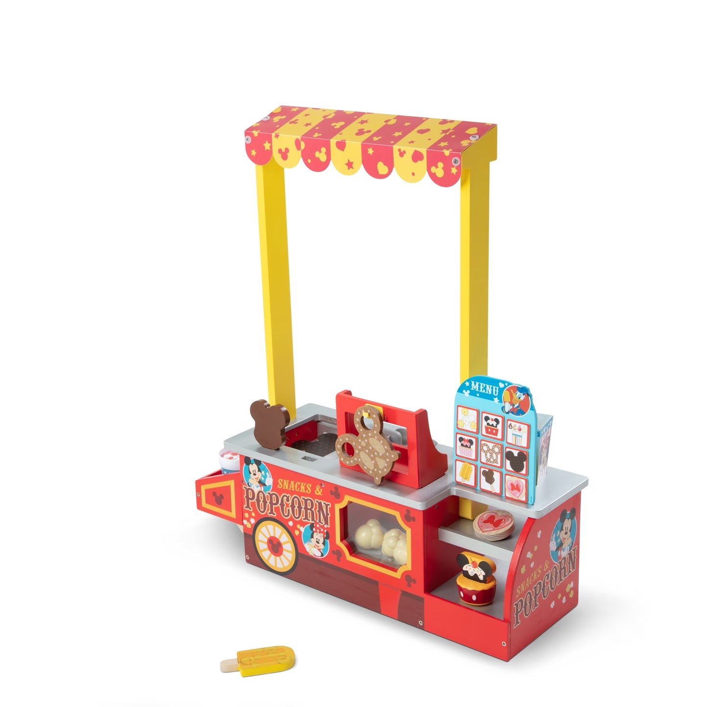 Melissa & Doug Disney Snacks & Popcorn Wooden Pretend Play Food Counter – 33 Pieces - FSC Certified