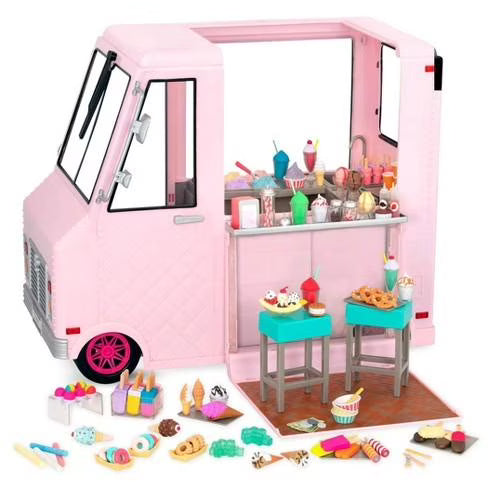Our Generation Ice Cream Truck Doll Playset, Pink, 129 Pieces