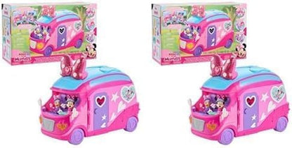 Disney Junior Minnie Mouse Bows-A-Glow Rolling Glamper 13-Piece Figures and Playset, Kids Toys for Ages 3 Up, Amazon Exclusive by