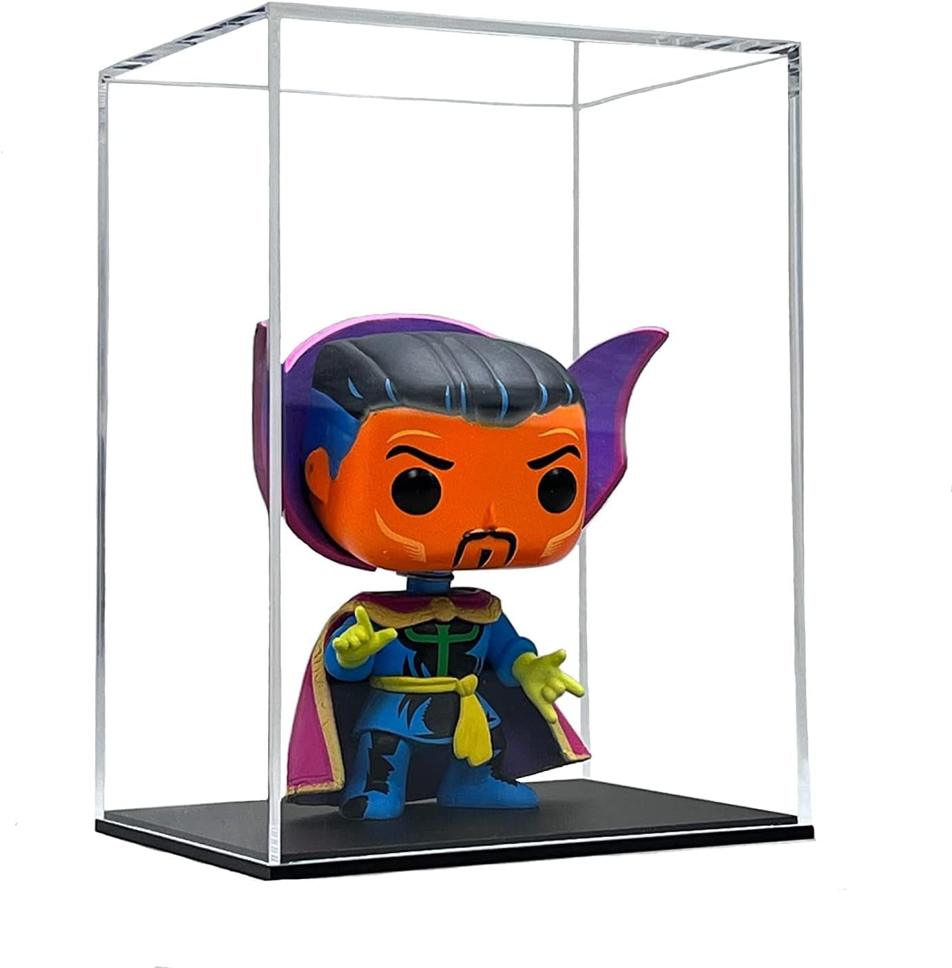 Acrylic Display Case, 8X8X8 Inch Cube, Clear Acrylic Box with Matte Black Base and Lid for Collectibles and Figures